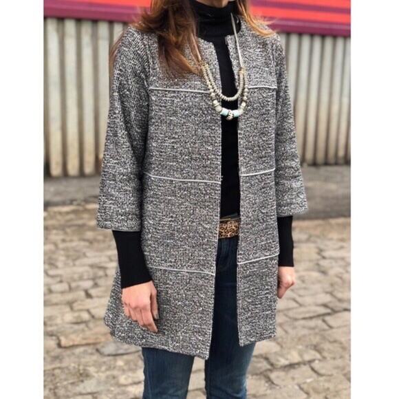 CAbi Adios The Times Black Jacket Medium Textured Knit Mid Length Chic #5299 - Picture 7 of 13